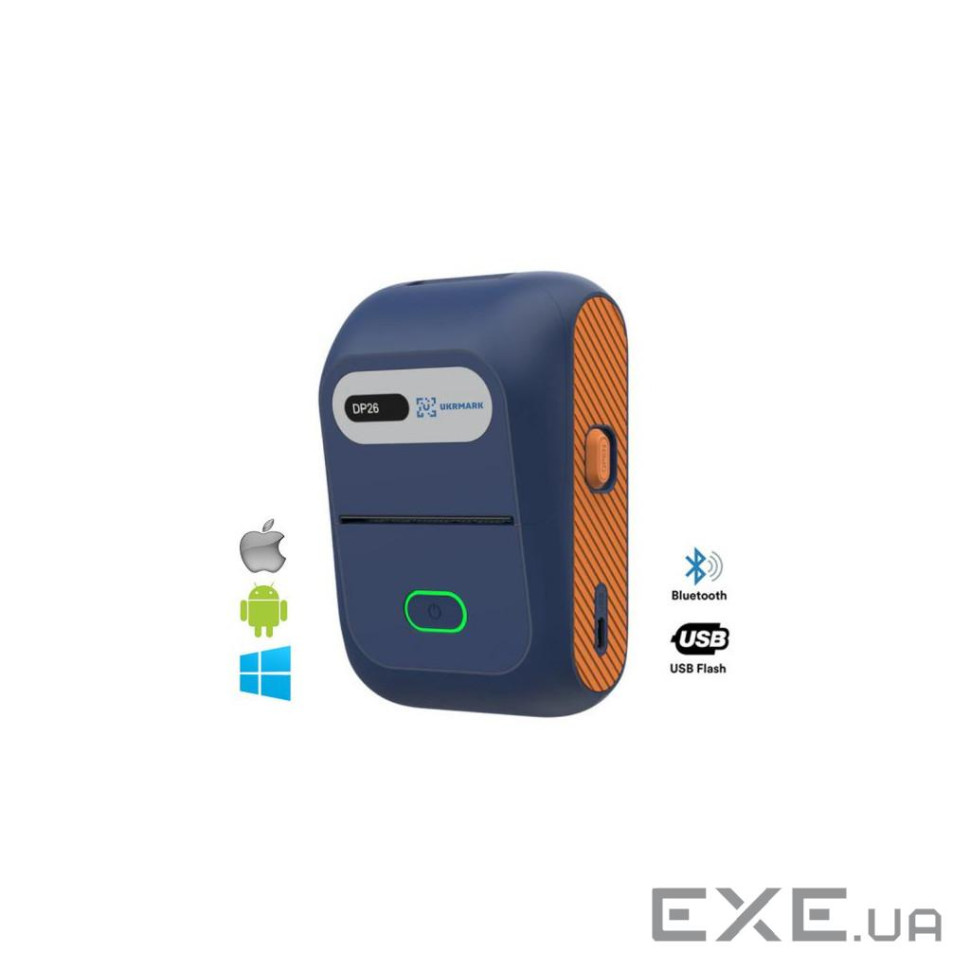 Принтер етикеток UKRMARK DP26BL bluetooth, USB, синій (900884)