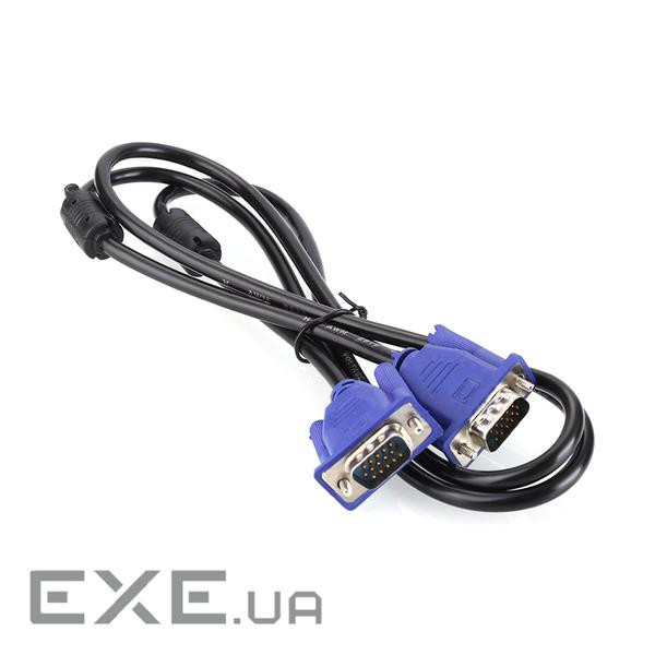 Кабель Merlion VGA 3+2 4m, male to male (тато-тато), 2 ферити, чорно-синій, (YT-VGA(M) / (M)3+2-4m) , (YT-VGA(M) / (M)3+