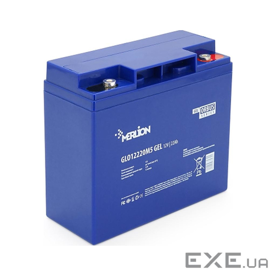 Акумуляторна батарея MERLION ORBUS GLO12220M5 12 V 22 Ah ( 180 x 78 x 165 (168) ) B (GLO12220M5 GEL)