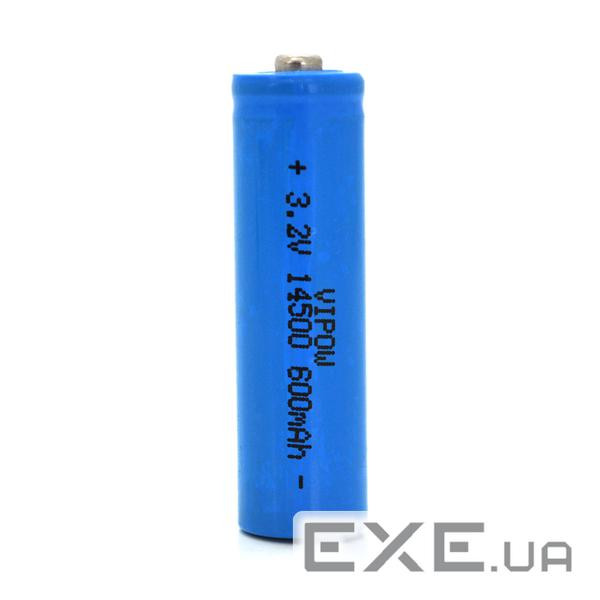 Літій-залізо-фосфатний акумулятор 14500 Lifepo4 Vipow IFR14500 TipTop, 600mAh, 3 (IFR14500-600mAhTT) 14500 Lifepo4 Vipow