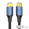 Кабель Vention Cotton Braided HDMI-A Male to Male HD v2.1 Cable 8K 2M Blue Aluminum Alloy Ty (ALGLH)