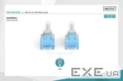 Патч корд DIGITUS CAT 5e UTP, 1м, AWG 26/ 7, CCA, PVC, серий (DK-1512-010)