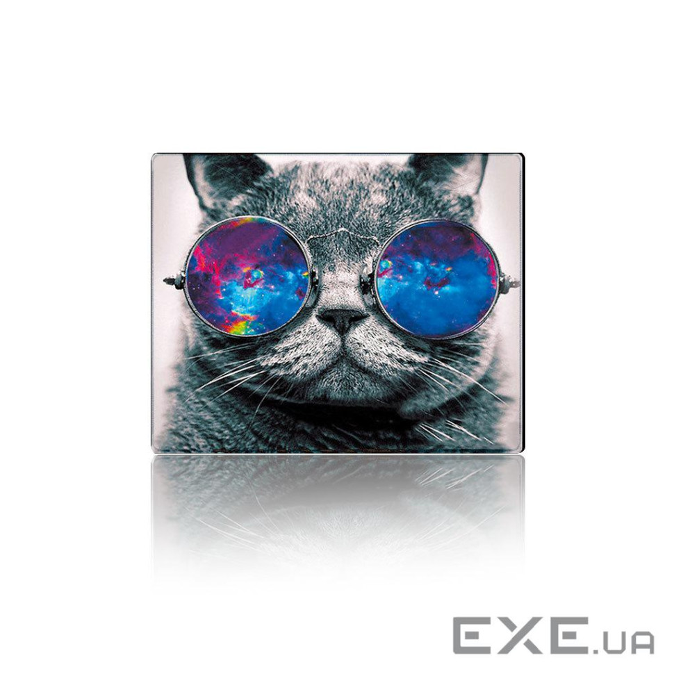Коврик 250*300 тканинний Cat with Glasses, з боковою прошивкою, толщина 2 мм (YT-CAT20)
