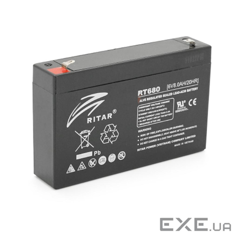 Акумуляторна батарея AGM RITAR RT680, Gray Case, 6V 8Ah (151х34х94 (100)) Q10 (RT680G)