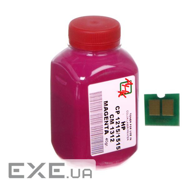 Тонер HP CLJ CP1215/CP1515/CM1312 40г Magenta+chip AHK (1500150)