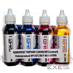 Чорнило Barva CANON/HP/Lexmark Universal №4 B/C/M/Y 4х90г (CU4-090-MP)