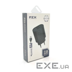 Набір 2 в 1 СЗУ With iPhone Cable 110-240V PZX P23, 2xUSB, 2,4A, Black, Blister-box (YT-P23-L) With iPhone Cable 110-240