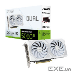 Відеокарта ASUS Dual GeForce RTX 5060 Ti 16GB GDDR7 White OC Edition (90 (DUAL-RTX5060TI-O16G-WHITE)