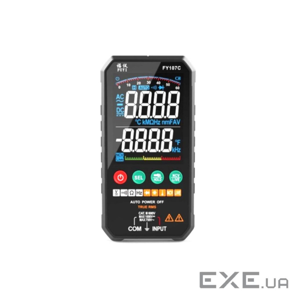 Цифровий мультиметр Fuyi FY107C, V, A, Ω, C, F, температура, тест діодів, ємність