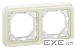 Plexo Legrand Супорт з рамкою для вбудованого монтажу 2 пост, горизонтальна установка, білі (069694)