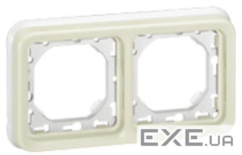 Plexo Legrand Супорт з рамкою для вбудованого монтажу 2 пост, горизонтальна установка, білі (069694)