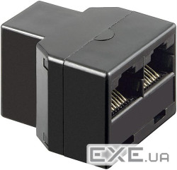 Перехідник мережевий RJ45 UTP5e 1x2 F/F,ISDN T-адаптер 1:1,чорний (62.09.8435-1) (62.09.8435-1)