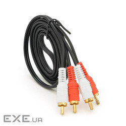 Кабель 2RCA (тато) => 2хRCA (тато), CU, круглий, 1,5 м, Black, (YT-2хRCA(M) / 2хRCA(M)-1.5)