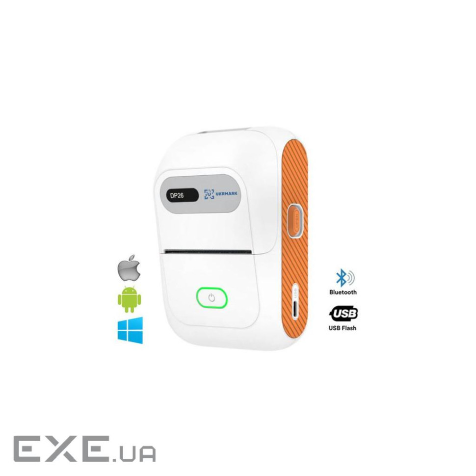 Принтер етикеток UKRMARK DP26WT bluetooth, USB, білий (900885)