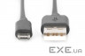 Кабель USB 2.0 (AM/microB) DIGITUS 0.9м, Black/ Чорний , bulk (AK-300110-010-S)