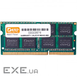 Модуль пам'яті DATO SO-DIMM DDR3 1600MHz 4GB (DT4G3DSDLD16)
