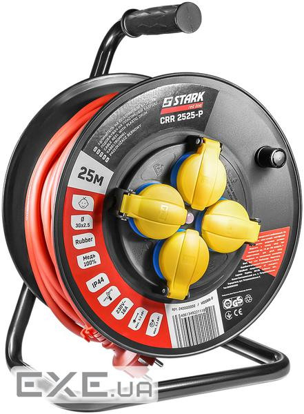 Подовжувач на котушці Stark CRP 2525-P (242000002) 4 розетки, 25 м, чорно-червоний