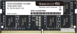 Модуль пам'яті TEAM Elite SO-DIMM DDR4 2666MHz 16GB (TED416G2666C19-S01)