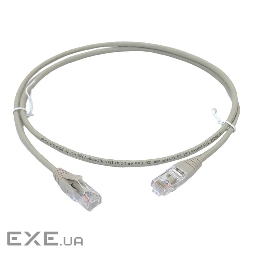 Патч-корд кат. 5е, 26AWG, RJ45-RJ45, сірий, 1.0 м, U/UTP, LSZH, Corning (CCADGE-B1002-A010-C0) , U/UTP, LSZH, Corning (C
