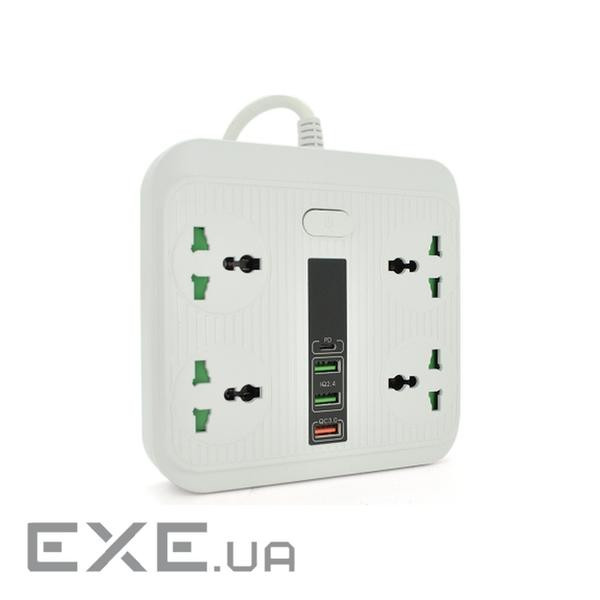 Мережевий фільтр живлення Voltronic TВ-Т18, 4роз, 2*USB+PD White (OS-Т 18-White) (OS-Т18-White)