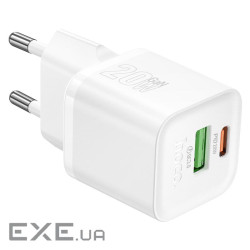 СЗУ HOCO N65 110-240V, PD20W+Q3.0,USB+Type-C, White, Blister (N65W)