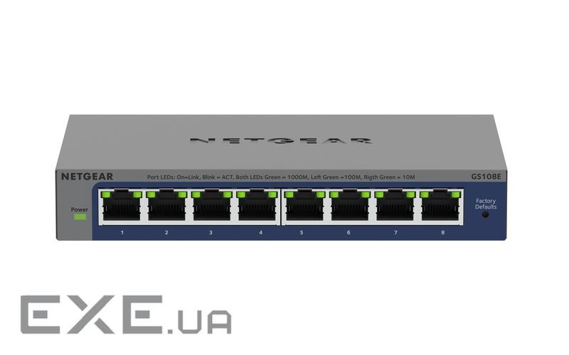 Комутатори NETGEAR GS108E 8xGE, WebSmart (GS108E-400EUS)