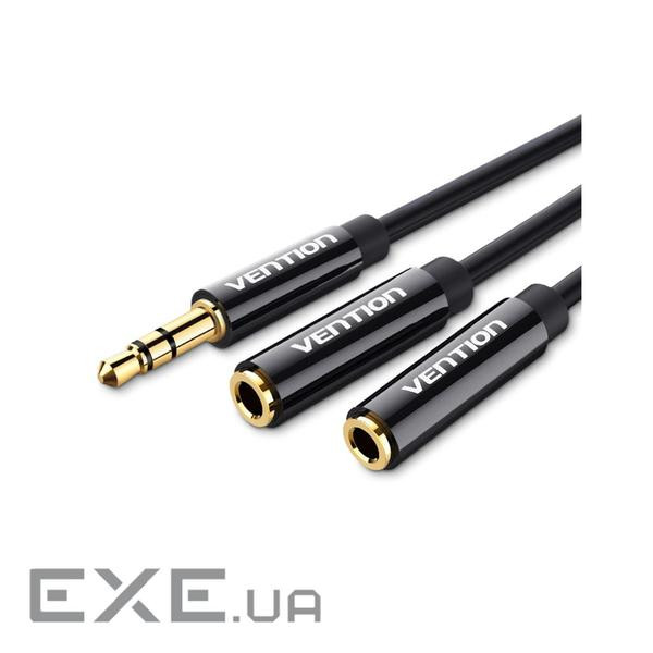 Перехідник аудіо Jack 3.5mm M -> 2X 3.5mm F, Stereo Splitter чорний Vention (BBSBY) Vention (BBSBY)