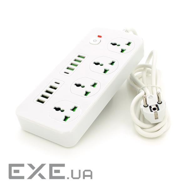 Мережевий фільтр ТВ-Т91, 4 розетки + 8 USB + 2 PD, 2 м, перетин 3х0, 75мм, 3000W, (ТВ-Т91-White) 91-White)