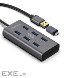 Концентратор USB Promate EzHub Grey (ezhub-7.grey)