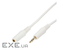 Кабель аудіо-подовжувач Jack 3.5mm 3pin M / F 1.0m, Stereo AUX D = 4.0mm Gold, білий (25.02.5159-1)
