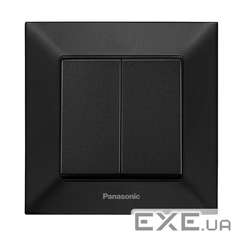 Вимикач Panasonic Arkedia Slim двоклавішний, швидкий монтаж, чорний (WNTC01092BL-UA) (WNTC01092BL-UA)