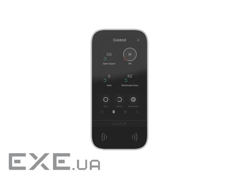 Клавіатура з сенсорним дисплеєм Ajax KeyPad TouchScreen, jeweller, бездротовий, білий (000034514) (000034514)