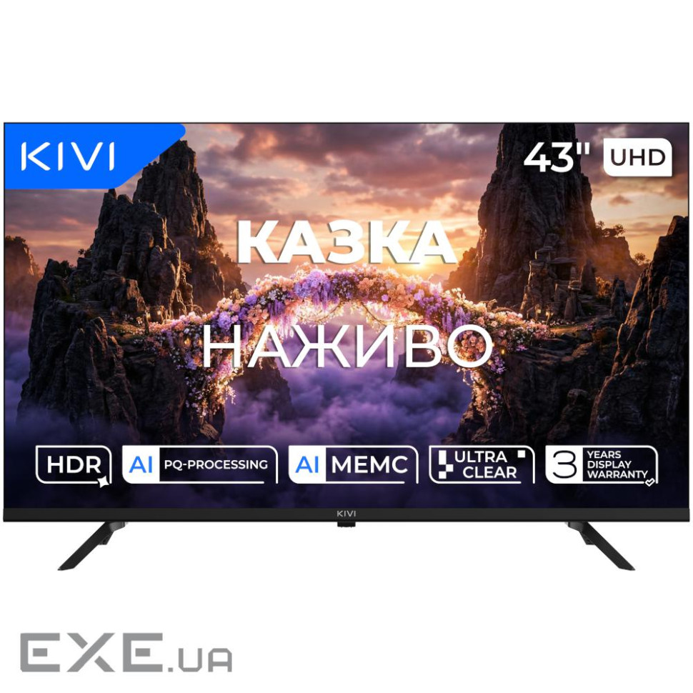 Телевізор 43", UHD, GoogleTV KIVI 43U800KB