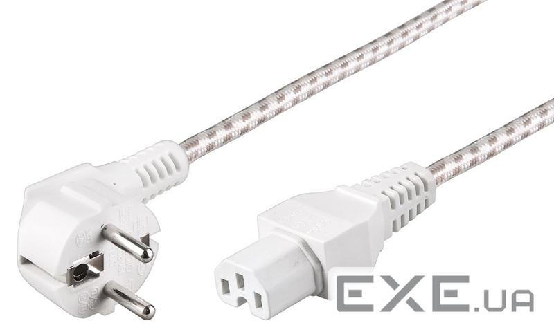 Кабель живлення пристроїв IEC(Schuko)-(C15) M/F 2.0m,90ёвилка 0.75mm термостійкий Cu,бі (75.09.3314) (75.09.3314)