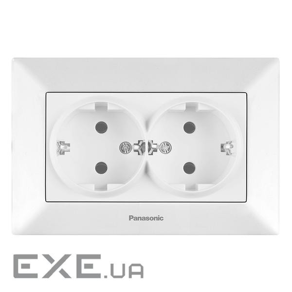 Розетка Panasonic Arkedia Slim подвійна із заземленням, біла (WNTC02052WH-UA)