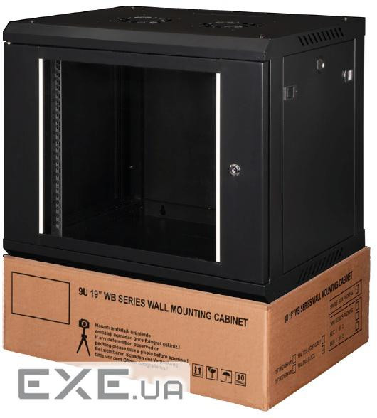 Шафа наст. ProlineB 19 9U 600x600, скло, навант. 80кг, розібрана в коробці, чор (LN-WB-09U6060-BL-F)