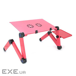 Стіл-трансформер під ноутбук Laptop Table YL-803, 2 вентилятори, Pink, 480*260 mm