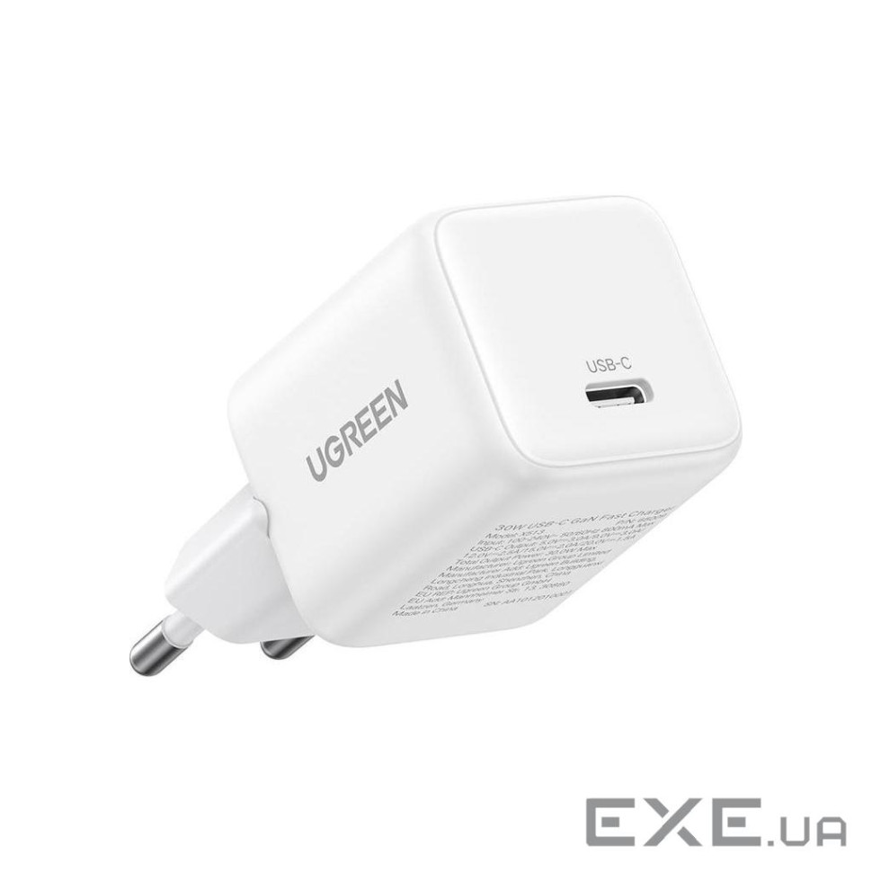 Зарядний пристрій Ugreen USB-C PD30W GaN white (65009)