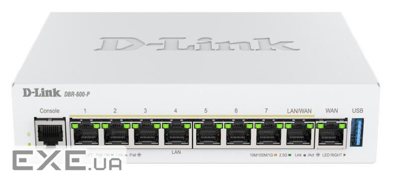 Мультисервiсний Маршрутизатор D-Link DBR-600-P, 7x2.5GE LAN PoE, 1x2.5GE LAN/WAN PoE, 1x2.5GE WAN, 1