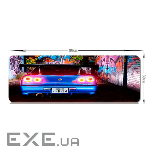 Коврик 300*800 тканинний Nissan GT-R 34 з боковою прошивкою, товщина 3 мм, Blue, Пакет (SC3)