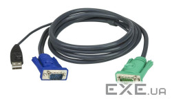 1.2 м. Кабель / шнур, USB (Клавіатура + Миша) + Монітор (=) SPHD-15 (ПК: 1х HDB-15 Male + 1х (2L-5201U)