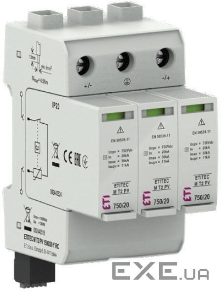 Обмежувач перенапруги ETI ETITEC M T2 PV 1100/20 Y (для PV систем ) (2440515)