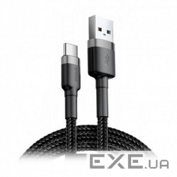 Дата кабель USB 3.1 AM to Type-C 1.0m 3A grey-black Baseus (CATKLF-BG1)
