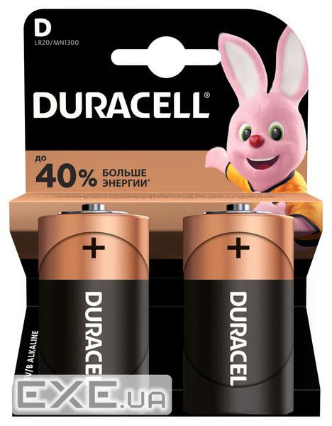 Батарейка D (LR20), лужна, Duracell, 2 шт , 1.5V, Shrink Card (MN1300)