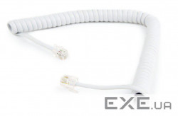 Кабель телефонний Cablexpert (TC4P4CS-2M-W) спіральний, CCS, 4P4C, 2м, білий 