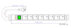 DP-RP-08-UTES - блок силовых розеток 8D