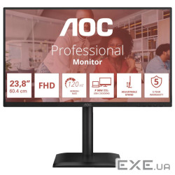 Монiтор TFT AOC 23.8" 24E4CV IPS FHD 120Hz HDMI DP USB-C RJ-45 Pivot USB MM Black