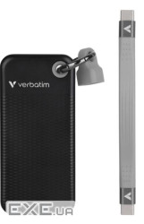 Кишеньковий SSD Verbatim з брелком і кріпленням для кабелю - 1 ТБ чорний/сірий (32190)
