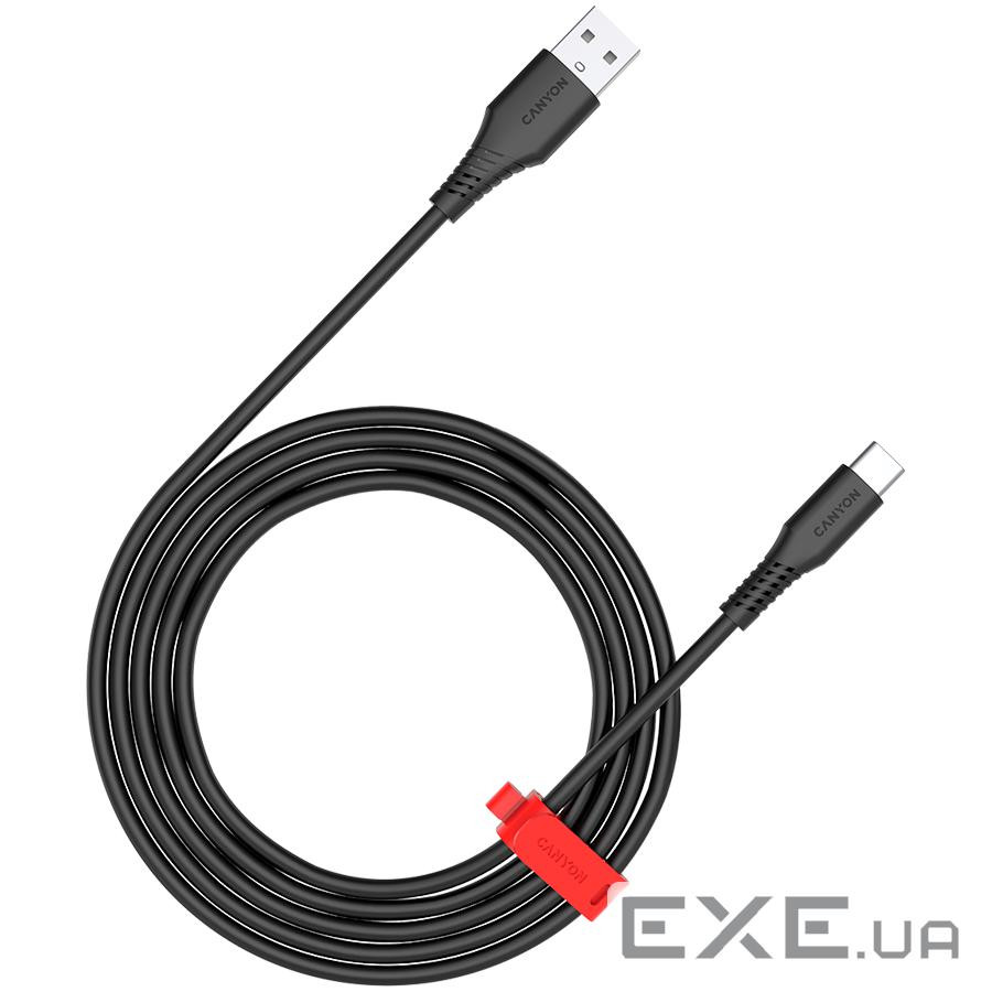 CANYON cable Onwire 18TP USB-A to USB-C 2m,18W TPE 2m Black (CNS-AC18SC20B)