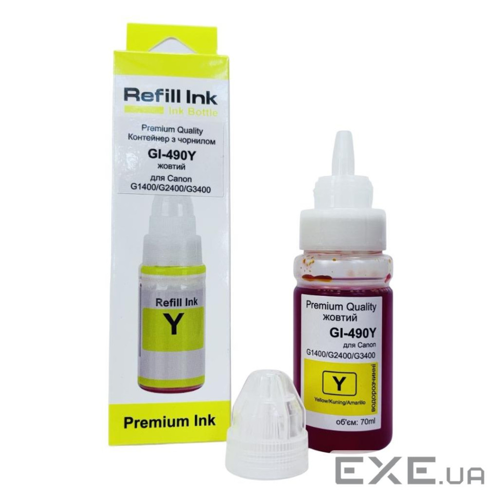 Чорнило Premium Quality Canon GI-490Y 70мл Yellow (70264922)